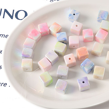 Transparent Acrylic Beads, Cube, Mixed Color, 16x16x16mm, Hole: 3.5mm