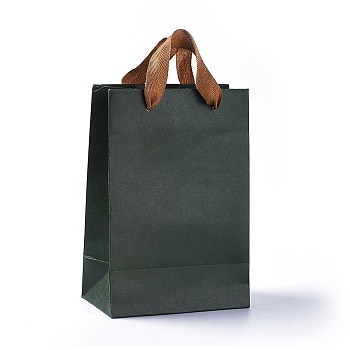 Kraft Paper Bags, Gift Bags, Shopping Bags, with Cotton Cord Handles, Sea Green, 22x15x0.3cm