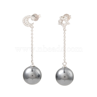 Gray Round Sterling Silver Earrings