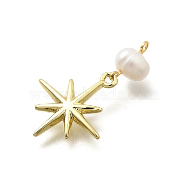 Brass & Natural Pearl Star Pendants(KK-Z093-40G)-2