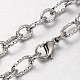 Unisex 304 Stainless Steel Textured Cable Chain Necklaces(STAS-L127-01P)-2