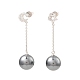 Shell Pearl Round Dangle Stud Earrings(EJEW-Z024-08A-P)-1