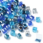 80Pcs 5 Colors Electroplate Glass Beads, AB Color Plated, Faceted, Cube, Mixed Color, 4~5x4~5x4~5mm, Hole: 1mm, 16pcs/color(EGLA-YW0001-78)