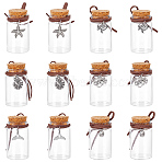 12Pcs 6 Styles Glass Bottle, with Alloy Charms, Antique Silver, 6.7cm, 2pcs/style(AJEW-UN00051)