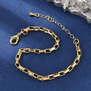 Brass Box Chain Bracelets for Women Men, Rack Plating, Long-Lasting Plated, Lead Free & Cadmium Free, Real 18K Gold Plated, 7-1/4 inch(18.3cm)(BJEW-F494-02G)