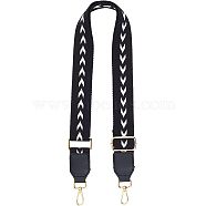 Adjustable Pure Cotton Bag Handles, with Zinc Alloy Swivel Clasps, Arrow Pattern, for Bag Replacement Accessories, Black, 8.5~136x3.8x0.2cm(FIND-WH0077-33)