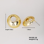 Fashionable Cute Flat Round Earrings for Hot Personalized Matching, Golden, 19.8x19.8mm(WX1077-23)