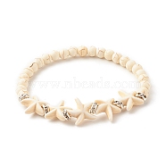 Synthetic Turquoise Starfish Stretch Bracelet, Gemstone Jewelry for Women, Wheat, Inner Diameter: 2-1/8 inch(5.4cm)(BJEW-JB07702-04)
