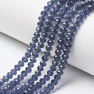 Glass Beads Strands, Faceted, Rondelle, Slate Blue, 10x8mm, Hole: 1mm, about 63~65pcs/strand, 49~50cm(EGLA-A034-T10mm-D12)