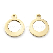 Brass Charms, Long-Lasting Plated, Ring, Real 24K Gold Plated, 11x9x0.8mm, Hole: 1mm(KK-Z007-15G)
