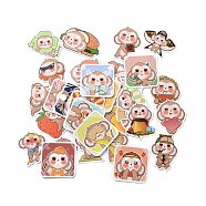 Cartoon Monkey Paper Stickers Set, Adhesive Label Stickers, for Water Bottles, Laptop, Luggage, Cup, Computer, Mobile Phone, Skateboard, Guitar Stickers, Mixed Color, 40~56x43~74x0.3mm, 50pcs/bag(X-DIY-G066-35)