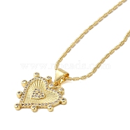 Brass Micro Pave Clear Cubic Zirconia Pendant Necklaces for Women, Real 18K Gold Plated, Heart, 17.13 inch(43.5cm)(NJEW-S429-03G-04)