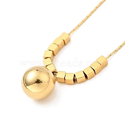Ion Plating(IP) 304 Stainless Steel Round Ball Pendant Necklace with Coreana Chains for Women, Golden, 16.14 inch(41cm)(NJEW-G085-03G)