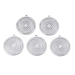 Non-Tarnish 201 Stainless Steel Pendants, Flat Round with Vortex, Stainless Steel Color, 30x27x1.5mm, Hole: 2mm(STAS-T063-185P)