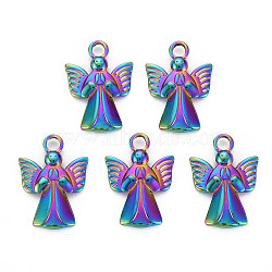 201 Stainless Steel Pendants, Angel, Rainbow Color, 19.5x14x3mm, Hole: 2.5mm(STAS-S119-040)