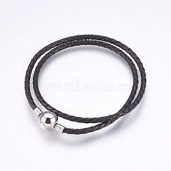 304 Stainless Steel European Style Bracelet Making, Round, Black, 15-1/8 inch(38.5cm), 3mm(PPJ-G001-01A)