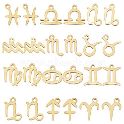 24Pcs 12 Style 12 Constellations Manual Polishing 304 Stainless Steel Charms, Golden, 12 Constellations, 7.5~12x6~10.5x1mm, Hole: 1.2mm, 2pcs/style(STAS-SC0004-55)