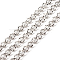304 Stainless Steel Curb Chains, Textured, Unwelded, with Spool, Stainless Steel Color, 10x7x1.5mm, about 16.40 Feet(5m)/Roll(CHS-E005-01P)
