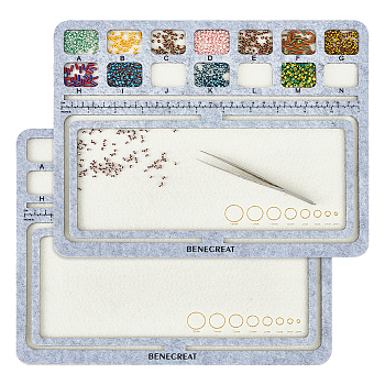 Wood Covered with Felt Wood Bead Design Board, DIY Beading Jewelry Bracelet and Anklet Making Tray, Rectangle, Gray, 241x300x10mm