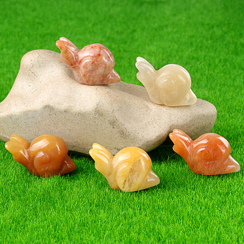 Natural Yellow Jade Sculpture Display Decorations, for Home Office Desk, Snail, 18x24~28x14mm
