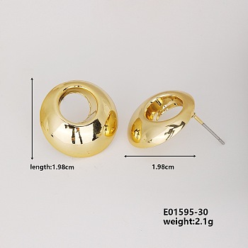 Fashionable Cute Flat Round Earrings for Hot Personalized Matching, Golden, 19.8x19.8mm