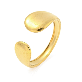 304 Stainless Steel Teardrop Open Cuff Ring for Women, Real 18K Gold Plated, US Size 7 1/4(17.5mm)