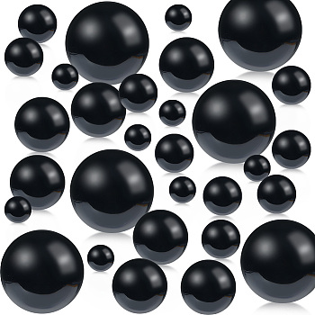 ABS Plastic Imitation Pearl Beads, No Hole, Black, 10~30mm, 150pcs/set