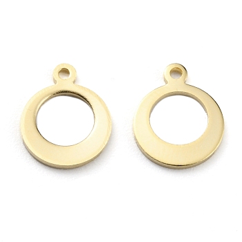 Brass Charms, Long-Lasting Plated, Ring, Real 24K Gold Plated, 11x9x0.8mm, Hole: 1mm
