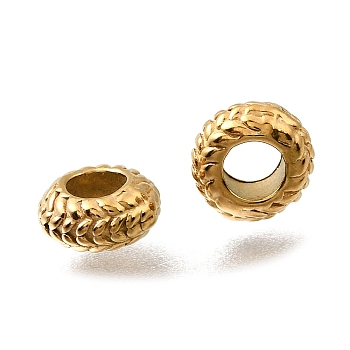304 Stainless Steel Beads, Ion Plating(IP), Rondelle, Real 18K Gold Plated, 7.5x4mm, Hole: 3.5mm