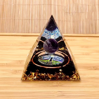 Resin Pyramid Energy Tower, for Home Ornaments Meditation Office Feng Shui Decoration, Indigo, 60x60x60mm