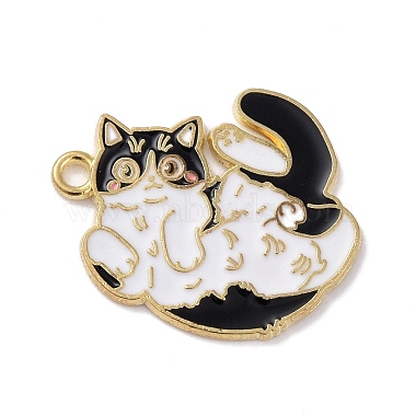 Golden Black Cat Shape Alloy+Enamel Pendants