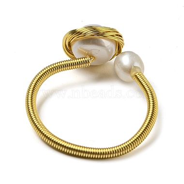 Natural Pearl Open Cuff Ring(RJEW-H220-13G)-3
