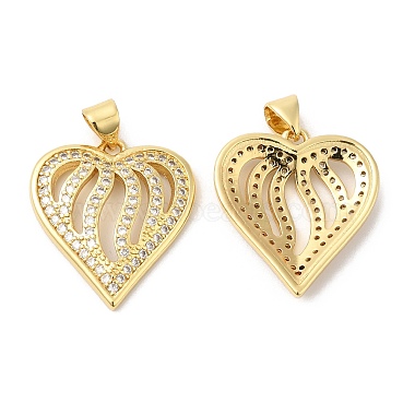 Real 16K Gold Plated Clear Heart Brass+Cubic Zirconia Pendants