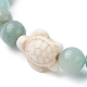 Natürliches Amazonit-Blumen-Stretch-Armband mit runden und synthetischen türkisfarbenen Schildkrötenperlen für Damen(BJEW-JB09700-01)-3