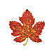 Autumn Maple Leaf Light Gold Alloy Rhinestone Brooch Pins(PW-WG57699-01)-1