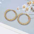Ion Plating(IP) 304 Stainless Steel Grooved Hoop Earrings, Real 18K Gold Plated, 23x2.5mm, Pin: 1mm(X-EJEW-M218-01C-G)