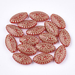 Horse Eye Plating Acrylic Beads, Golden Metal Enlaced, Red, 19x11x5.5mm, Hole: 1.5mm, about 900pcs/500g(PACR-Q102-225D)