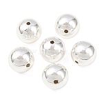 Round Brass European Beads, Cadmium Free & Lead Free, Long-Lasting Plated, Rack Plating, Large Hole Beads, Silver, 12mm, Hole: 1.6mm(KK-G512-08S)