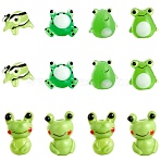 12Pcs 6 Styles Handmade Lampwork Beads, Frog, Mixed Color, 13~22.4x14~20.5x8~16mm, Hole: 1~3mm, 2pcs/style(LAMP-SZ0001-65)