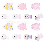 14Pcs 7 Colors Painted Glass Beads, Fish, Mixed Color, 18~35x12~22x7~16mm, Hole: 1.4~2mm, 2pcs/style(LAMP-FS0001-60)
