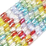 Electroplate Glass Beads Strands, Rectangle, Faceted, Colorful, 7x4x3mm, Hole: 0.8mm, about 60~61pcs/strand, 15.75''~16.02''(40~40.7cm)(EGLA-P068-01A-11)