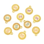 10Pcs 3 Colors Alloy Enamel Pendants, Flat Round with Bowknot Charm, Golden, Mixed Color, 18x15mm(ENAM-YW0006-39)