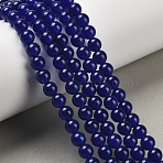 Natural & Dyed Malaysia Jade Bead Strands, Round, Midnight Blue, 6mm, Hole: 0.8mm, about 64pcs/strand, 15 inch(G-A146-6mm-A22)