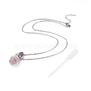 Natural Fluorite Openable Perfume Bottle Pendant Necklaces, with Stainless Steel Cable Chain and Plastic Dropper, Stainless Steel Color, 20.62 inch(52.4cm), Bottle Capacity: 0.15~0.3ml(0.005~0.01 fl. oz), 2mm(NJEW-E150-01D-P)