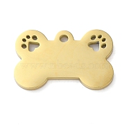 Ion Plating(IP) 304 Stainless Steel Pendants, Laser Cut, Dog Bone with Paw Print Charm, Real 18K Gold Plated, 16x25x1.8mm, Hole: 2mm(STAS-N104-08G)