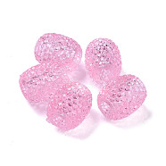 Transparent Resin European Jelly Colored Beads, Large Hole Barrel Beads, Bucket Shaped, Pearl Pink, 15x12.5mm, Hole: 5mm(RESI-B025-01A-03)