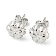 Flower Rack Plating Brass Stud Earrings, Long-Lasting Plated, Lead Free & Cadmium Free, Platinum, 7.5x8.5mm(EJEW-F331-29P)