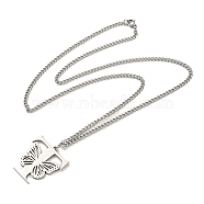 201 Stainless Steel Necklaces, Letter T, 23.74 inch(60.3cm) p: 31x29.5x1.3mm(NJEW-Q336-01T-P)