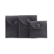 Velvet Jewelry Bags, Jewelry Storage Pouches with Snap Button, Square, Light Grey, 7x7x1cm(TP-M002-01A-03)