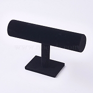 Velvet T-Bar Bracelet Display Stands, Black, 13.7x24x7.1cm(X-BDIS-WH0003-04A)
